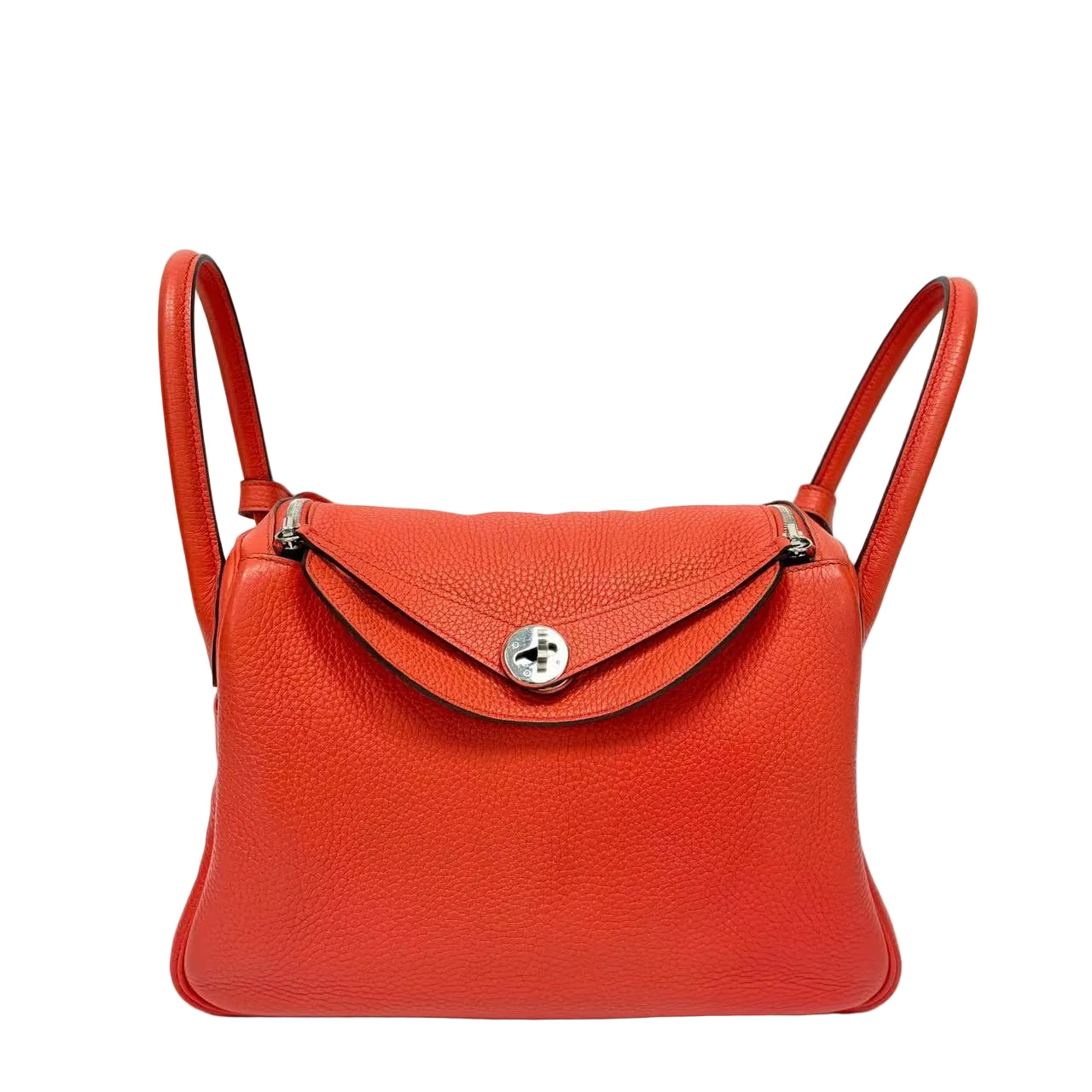 Pre-Owned Hermes Lindy30 Salmon Red TC Leather Silver Hardware T Stamp Year2015 N22170283