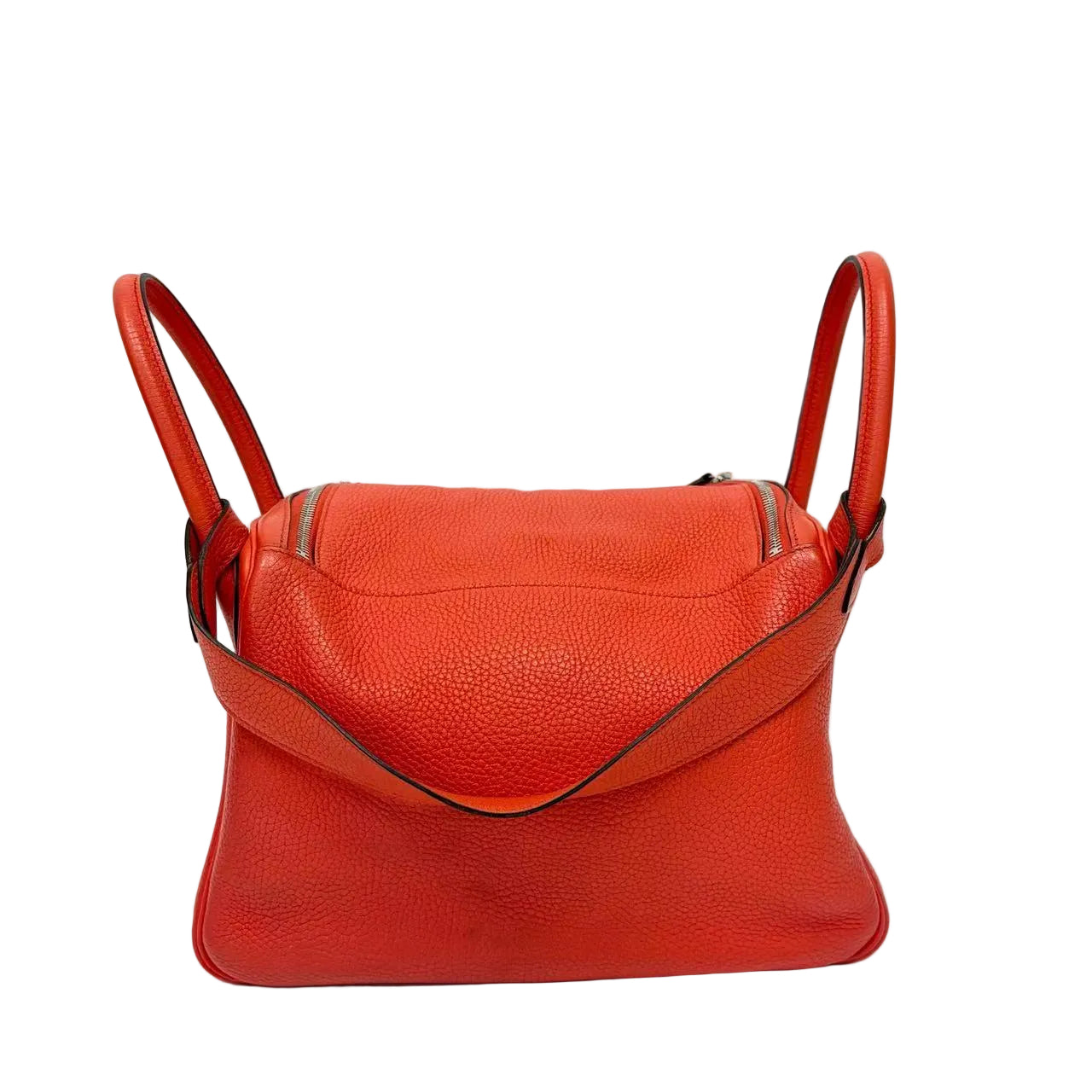 Pre-Owned Hermes Lindy30 Salmon Red TC Leather Silver Hardware T Stamp Year2015 N22170283