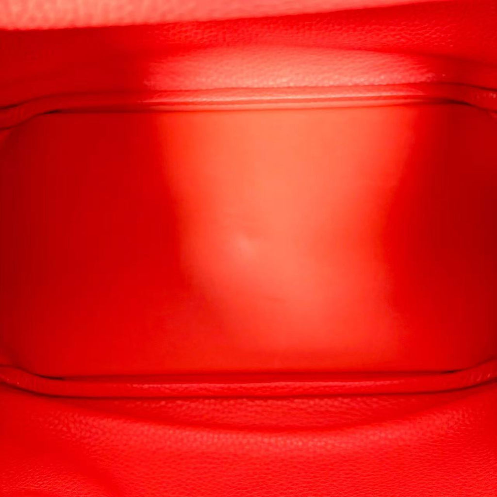 Pre-Owned Hermes Lindy30 Salmon Red TC Leather Silver Hardware T Stamp Year2015 N22170283