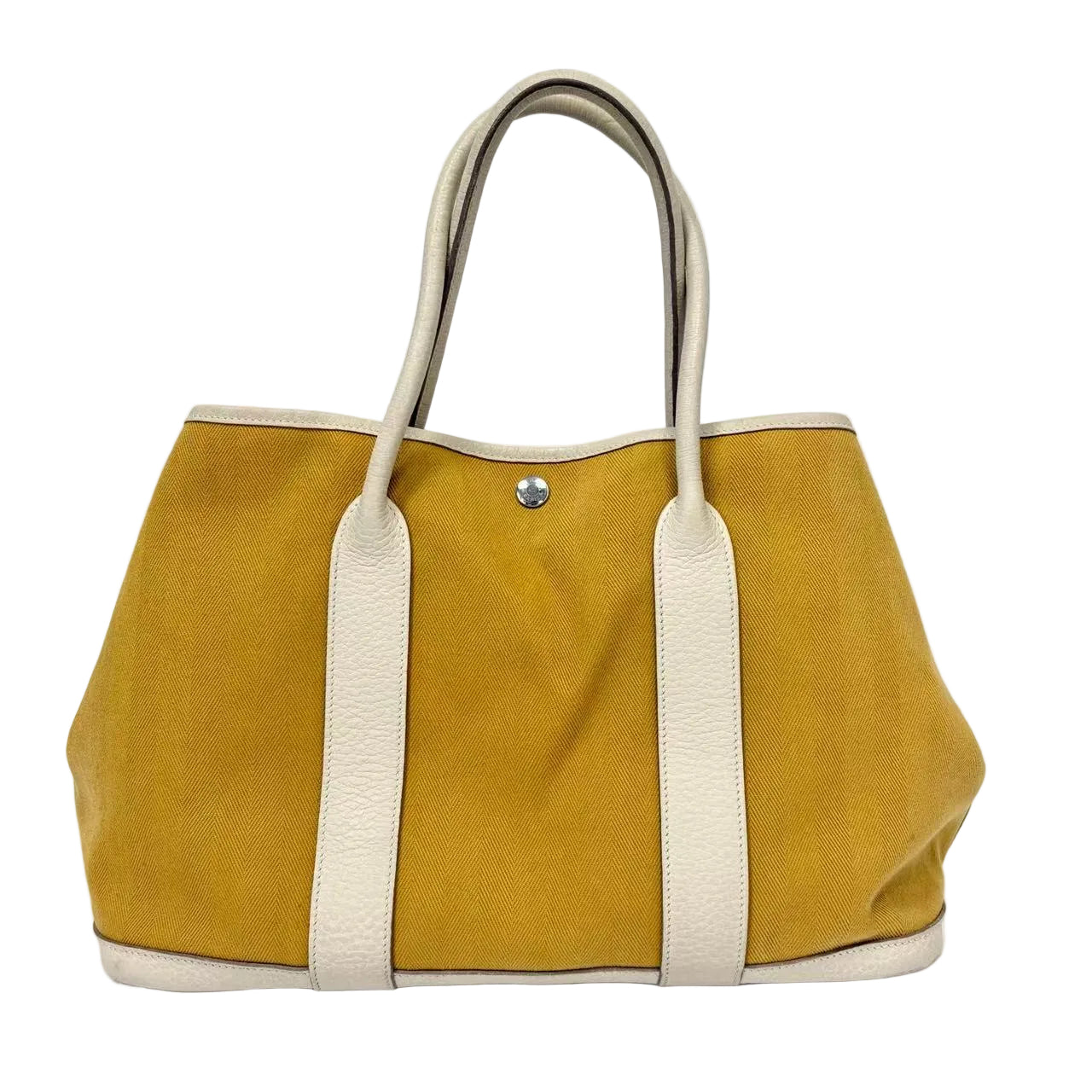 Pre-Owned Hermes Garden Party Ginger Yellow & White Silver Hardware Late Year2013 Length 36 N22167422