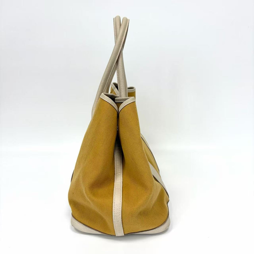 Pre-Owned Hermes Garden Party Ginger Yellow & White Silver Hardware Late Year2013 Length 36 N22167422