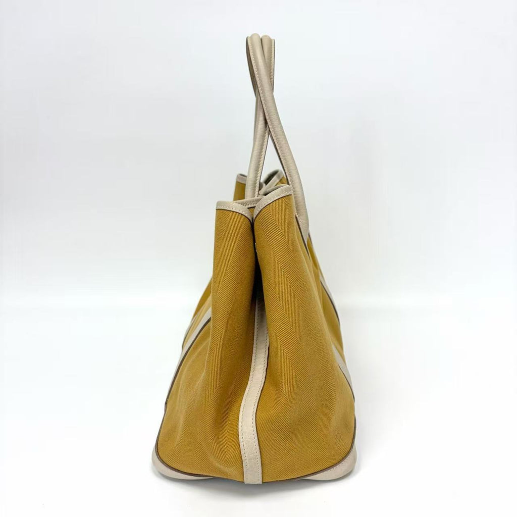 Pre-Owned Hermes Garden Party Ginger Yellow & White Silver Hardware Late Year2013 Length 36 N22167422
