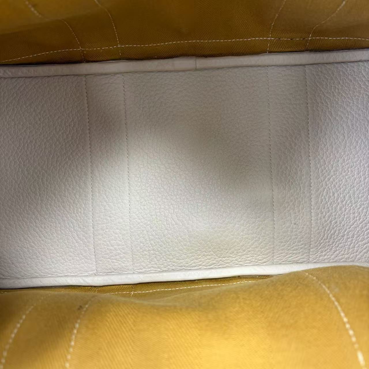Pre-Owned Hermes Garden Party Ginger Yellow & White Silver Hardware Late Year2013 Length 36 N22167422