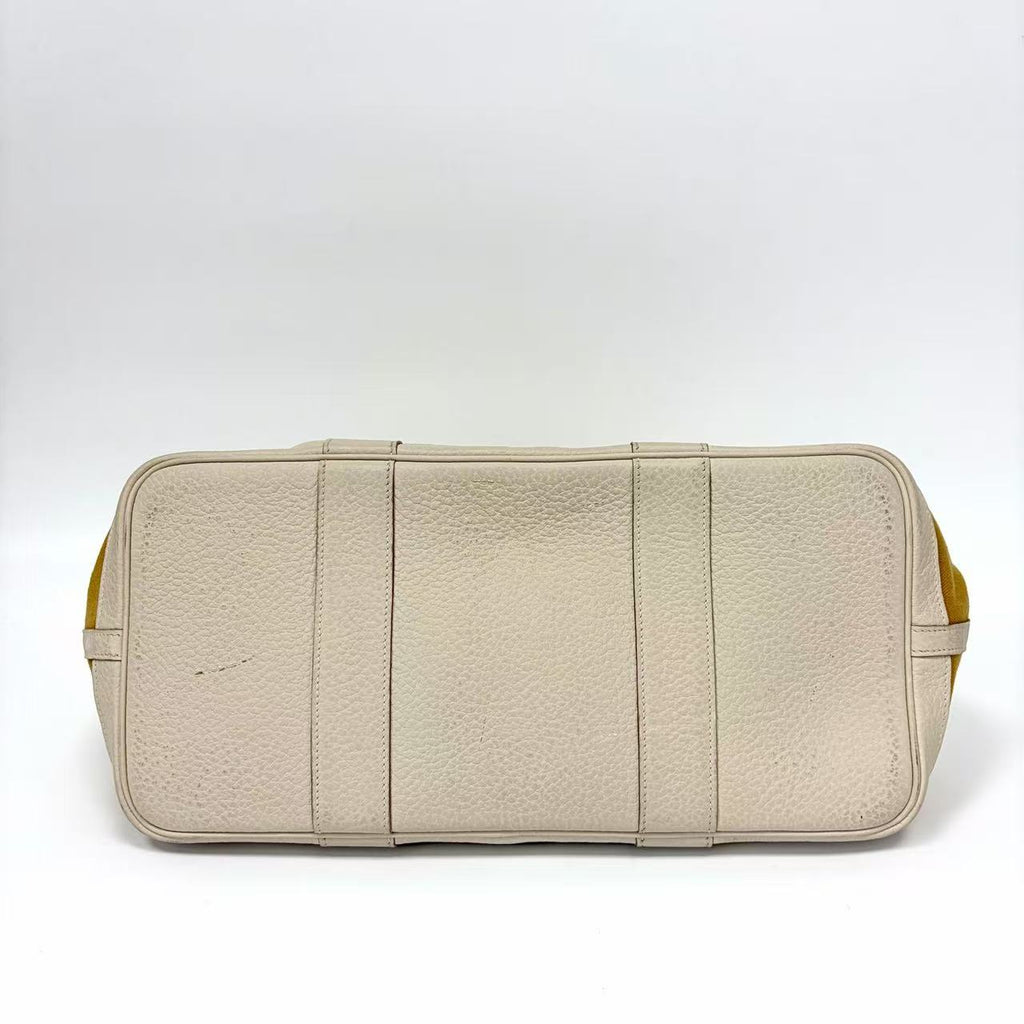 Pre-Owned Hermes Garden Party Ginger Yellow & White Silver Hardware Late Year2013 Length 36 N22167422