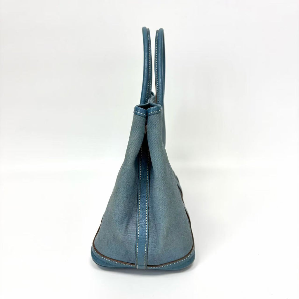 Pre-Owned Hermes Garden Party Blue Canvas Leather O Stamp Year2011 Base Length 30 N22167584