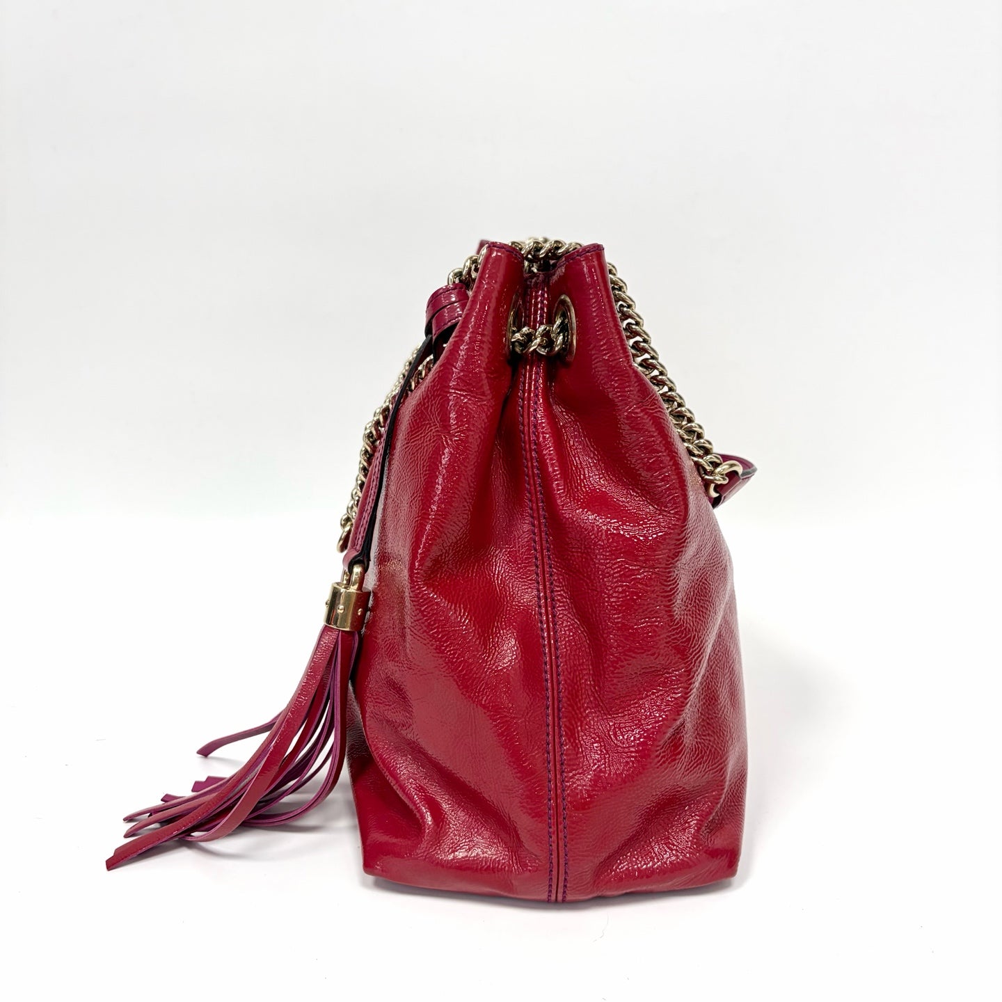 Pre-Owned Gucci Red Patent Leather Tassel Handbag Year2015 N22169507