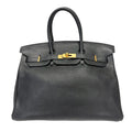 Pre-Owned Hermes Black Gold Birkin35 J Stamp Year2006 Togo Leather N22141212