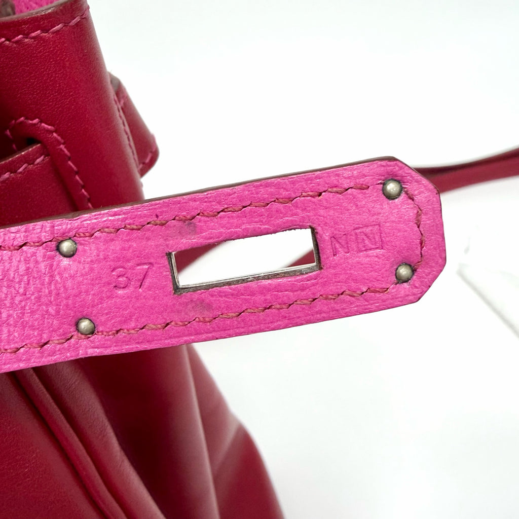 Pre-Owned Hermes Kelly32 Ruby Silver Hardware Inner E5 Candy Pink Box Leather N Stamp Year2010 N22110816