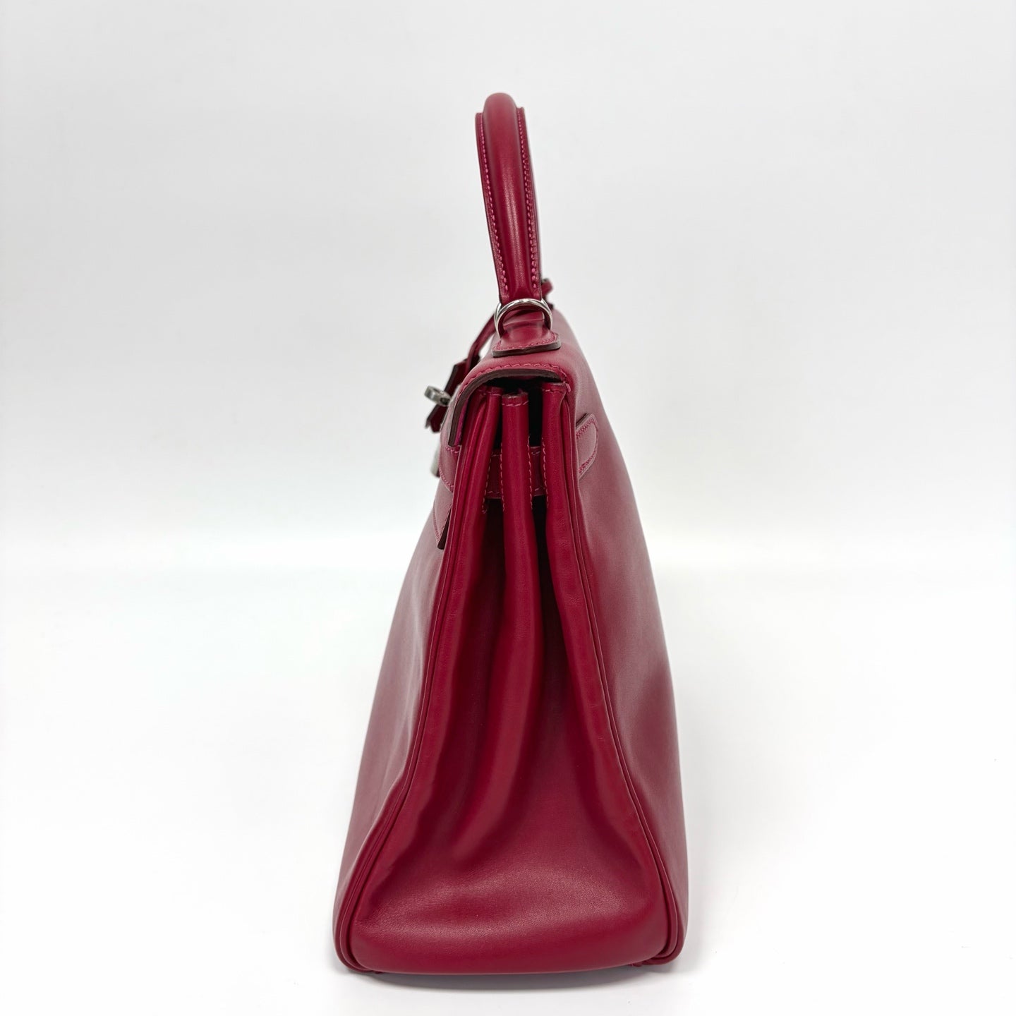 Pre-Owned Hermes Kelly32 Ruby Silver Hardware Inner E5 Candy Pink Box Leather N Stamp Year2010 N22110816