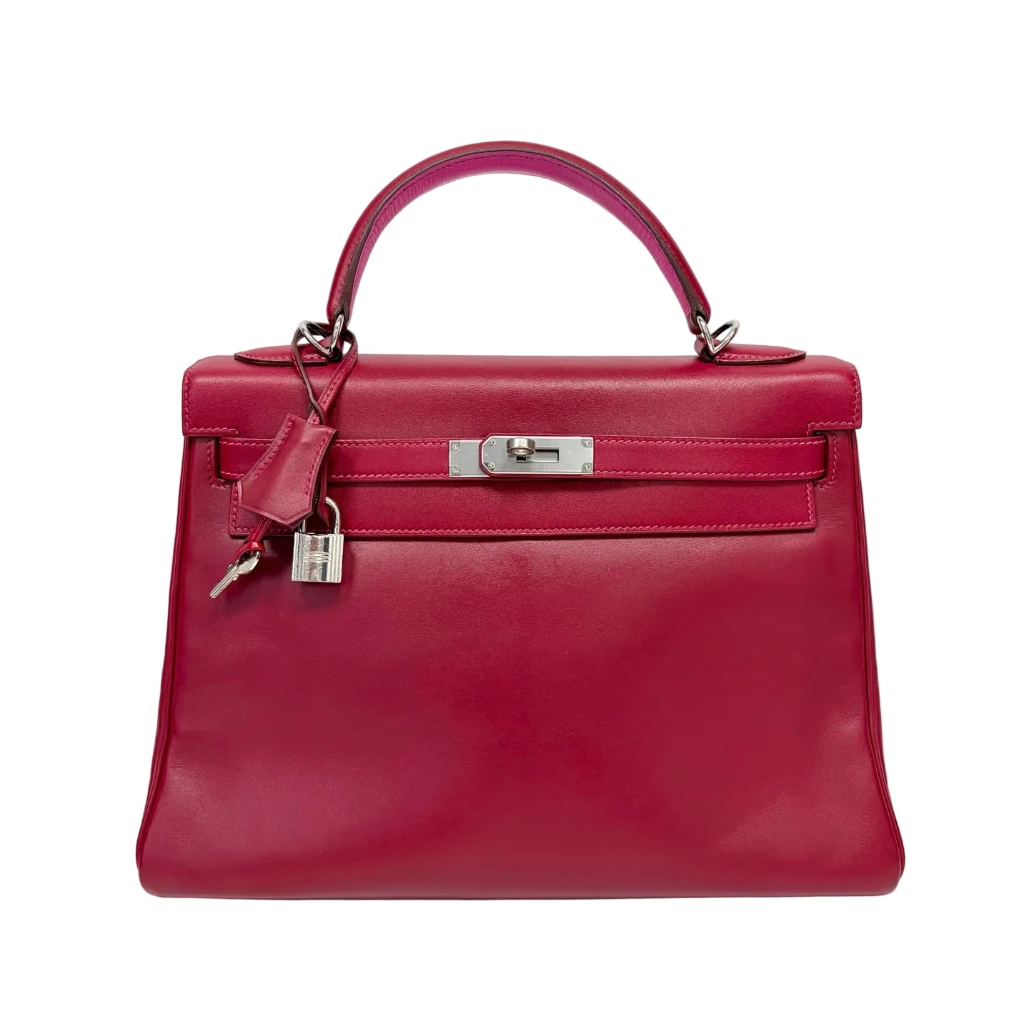 Pre-Owned Hermes Kelly32 Ruby Silver Hardware Inner E5 Candy Pink Box Leather N Stamp Year2010 N22110816