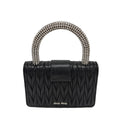 Pre-Owned Miu Miu Black Sheepskin Rhinestone Handle Handbag Size 19x13cm N21922002
