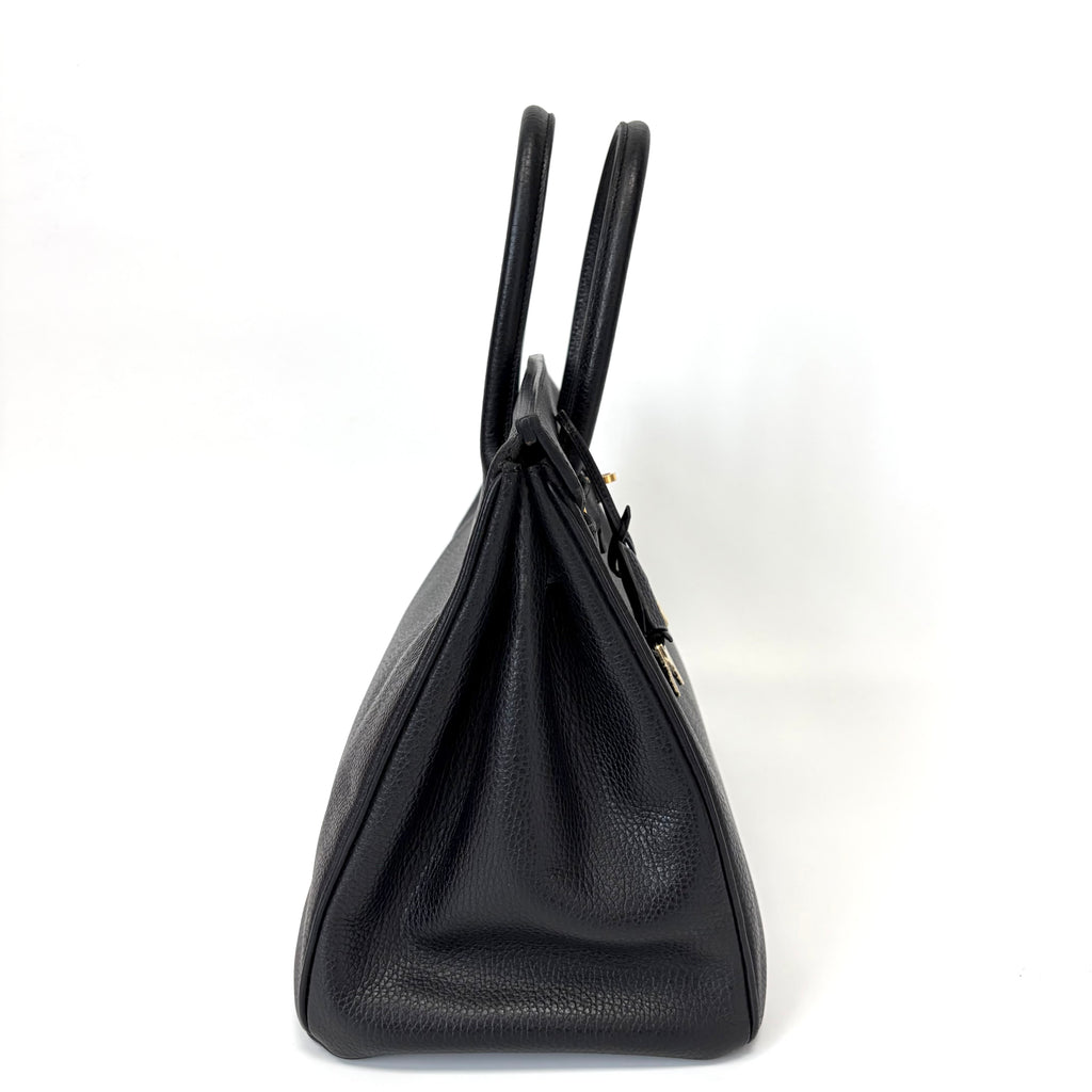Pre-Owned Hermes Black Gold Buckle Birkin35 B Stamp Year1998 Togo Leather N22110537