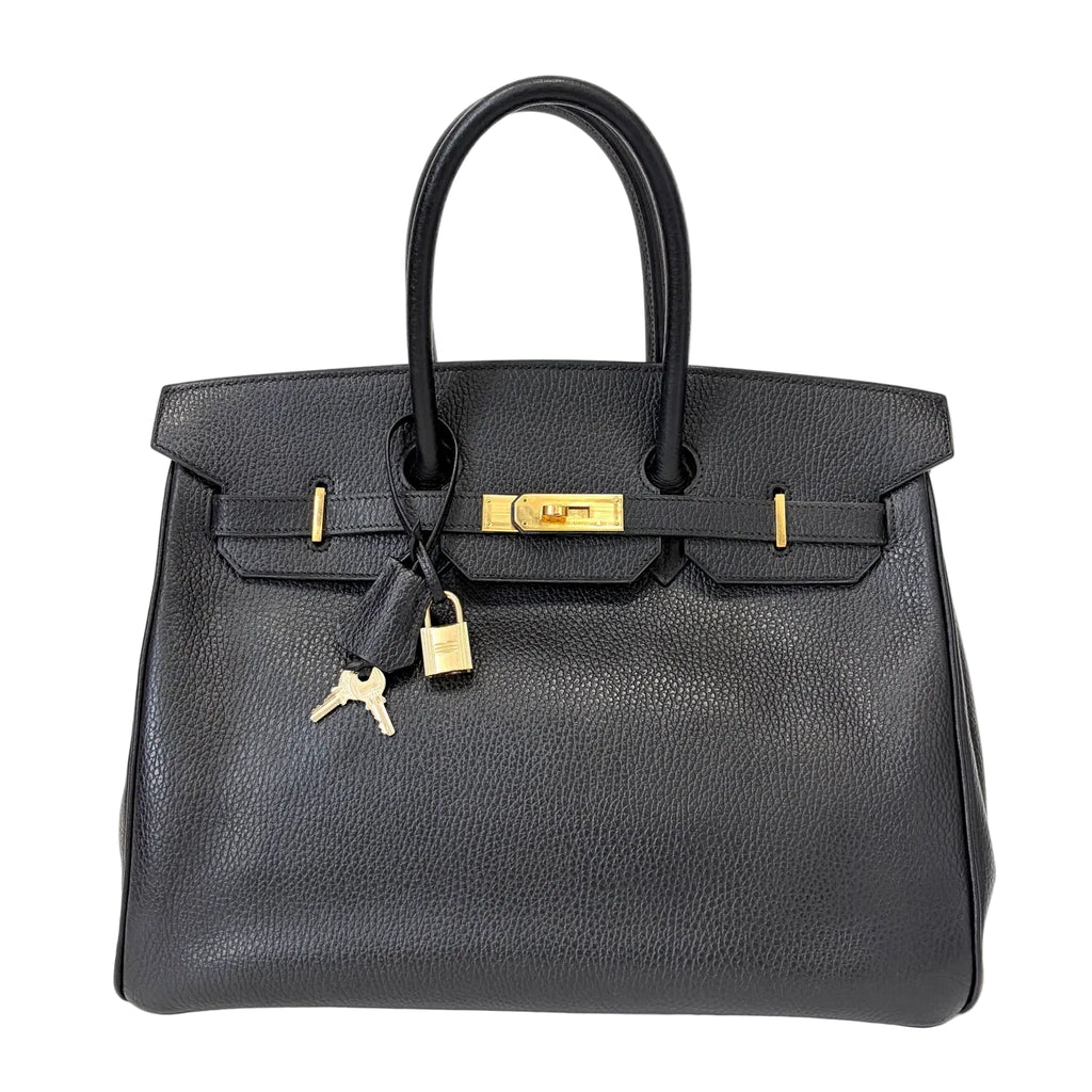 Pre-Owned Hermes Black Gold Buckle Birkin35 B Stamp Year1998 Togo Leather N22110537