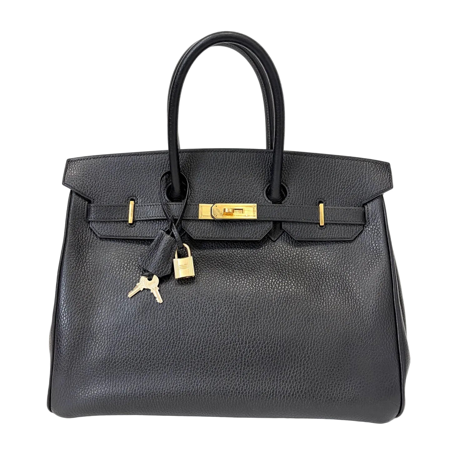Pre-Owned Hermes Black Gold Buckle Birkin35 B Stamp Year1998 Togo Leather N22110537