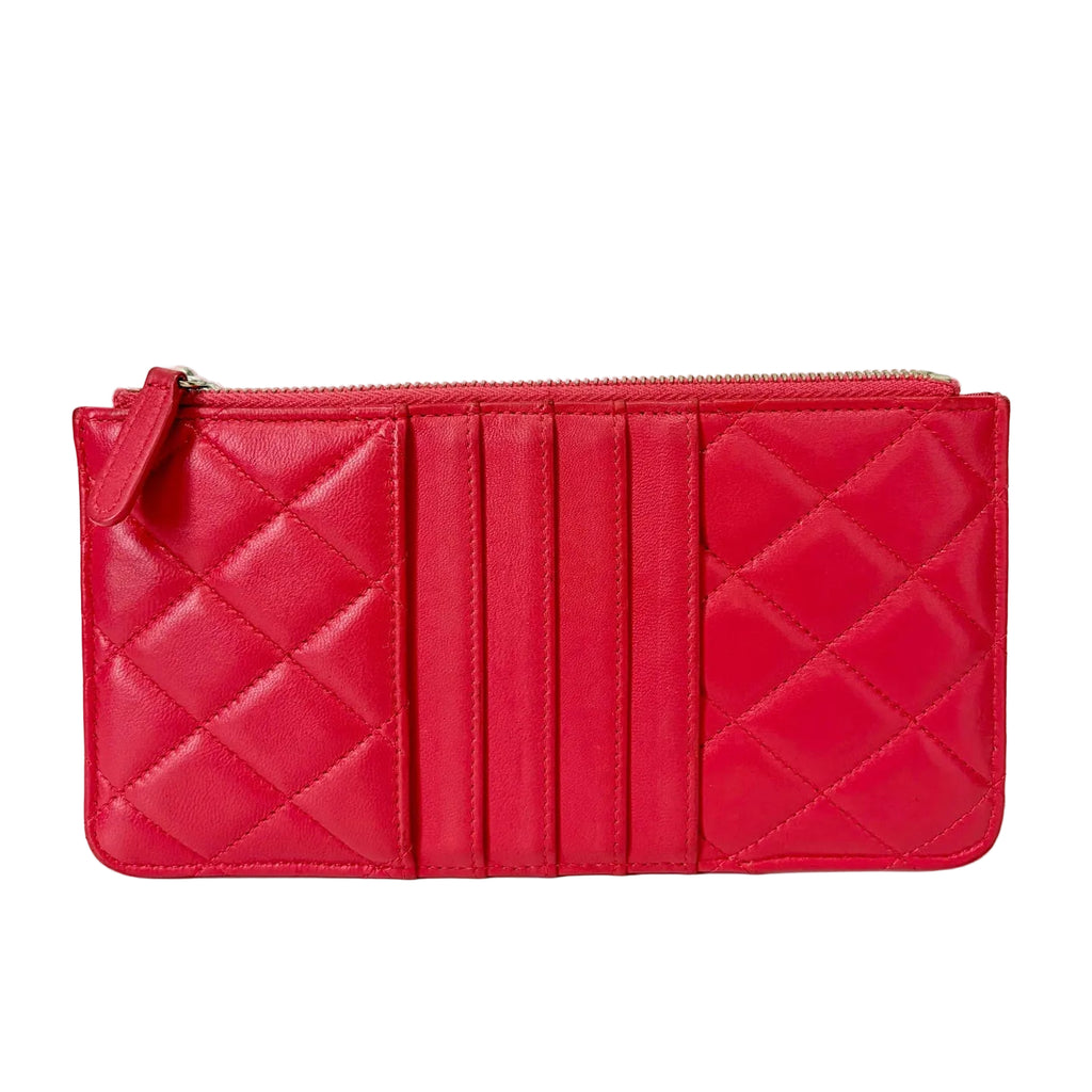 Pre-Owned Chanel Red Long Phone Bag Cowhide Leather 27 Series Year2019 N22038666