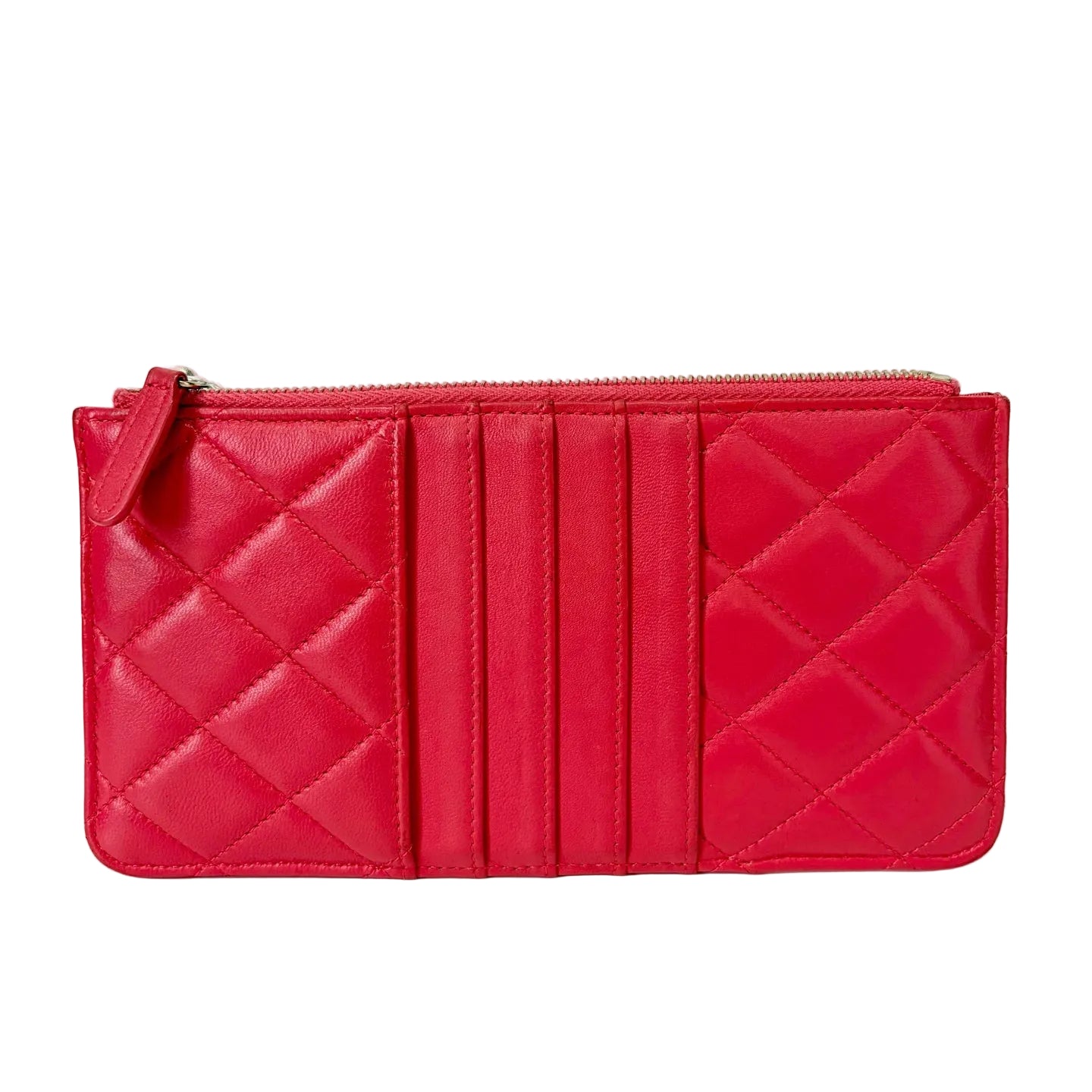 Pre-Owned Chanel Red Long Phone Bag Cowhide Leather 27 Series Year2019 N22038666