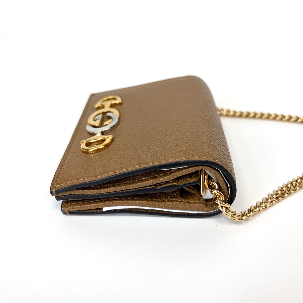 Pre-Owned Gucci Zumi Mini Chain Bag Brown Grained Cowhide Base Length 11 N22031642
