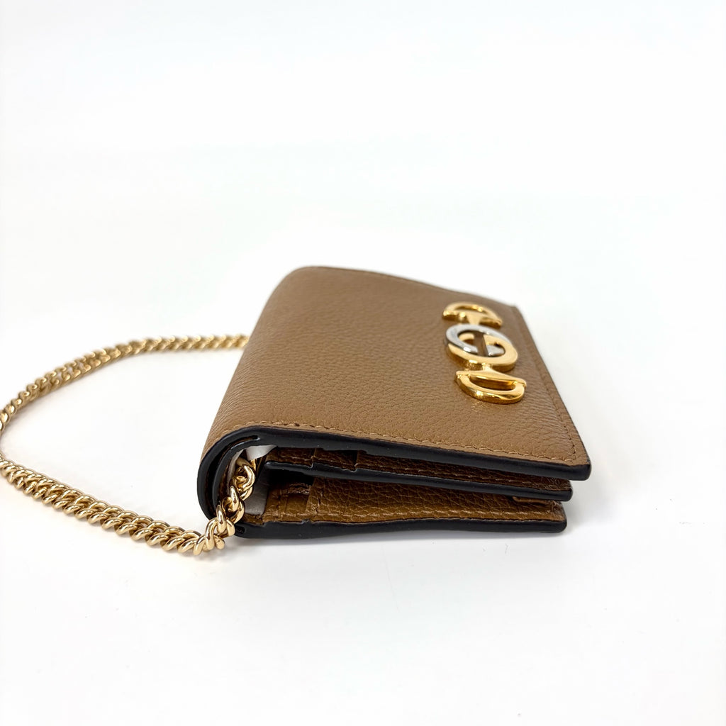 Pre-Owned Gucci Zumi Mini Chain Bag Brown Grained Cowhide Base Length 11 N22031642