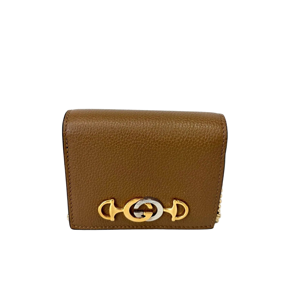 Pre-Owned Gucci Zumi Mini Chain Bag Brown Grained Cowhide Base Length 11 N22031642