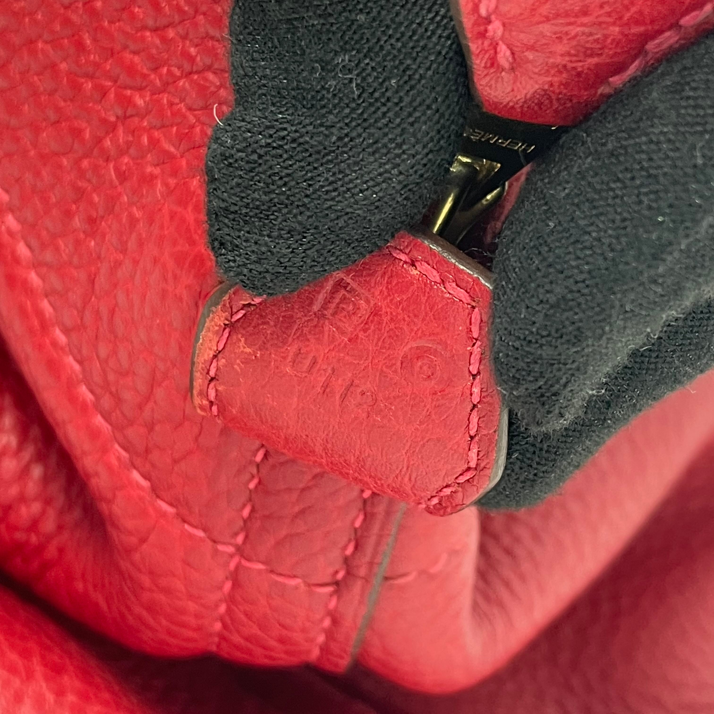 Pre-Owned Hermes Bowling Bag 35cm P Stamp Year2012 Red Togo Leather With Dust Bag N21972315