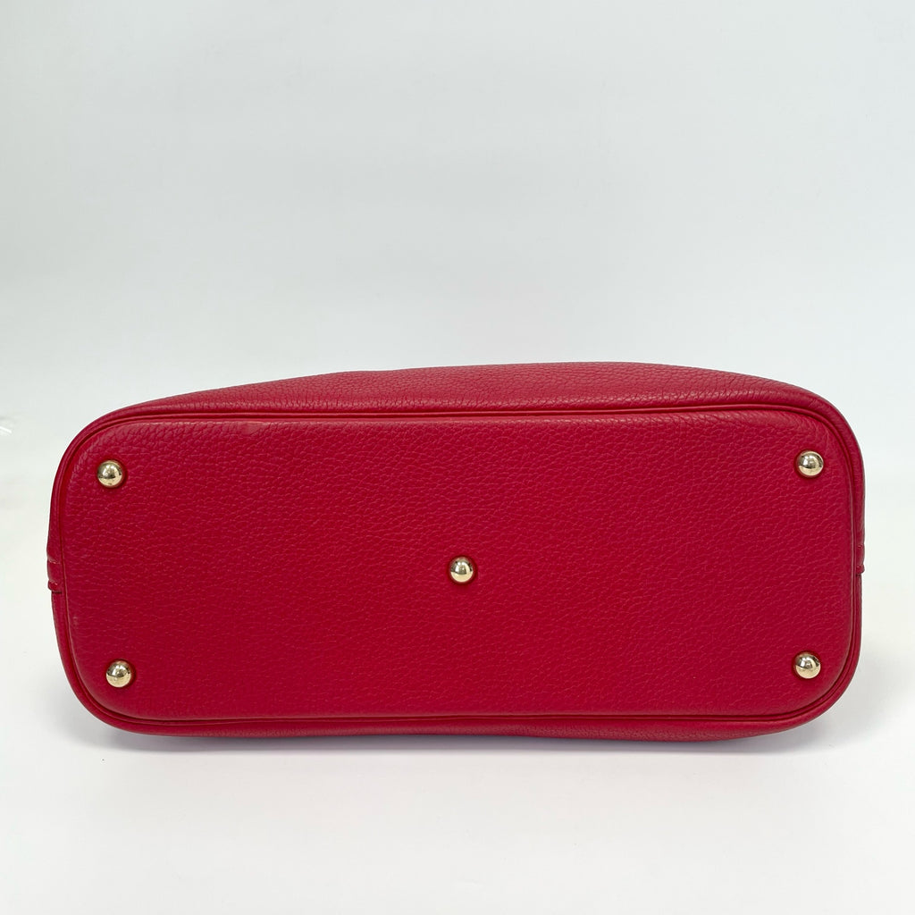 Pre-Owned Hermes Bowling Bag 35cm P Stamp Year2012 Red Togo Leather With Dust Bag N21972315