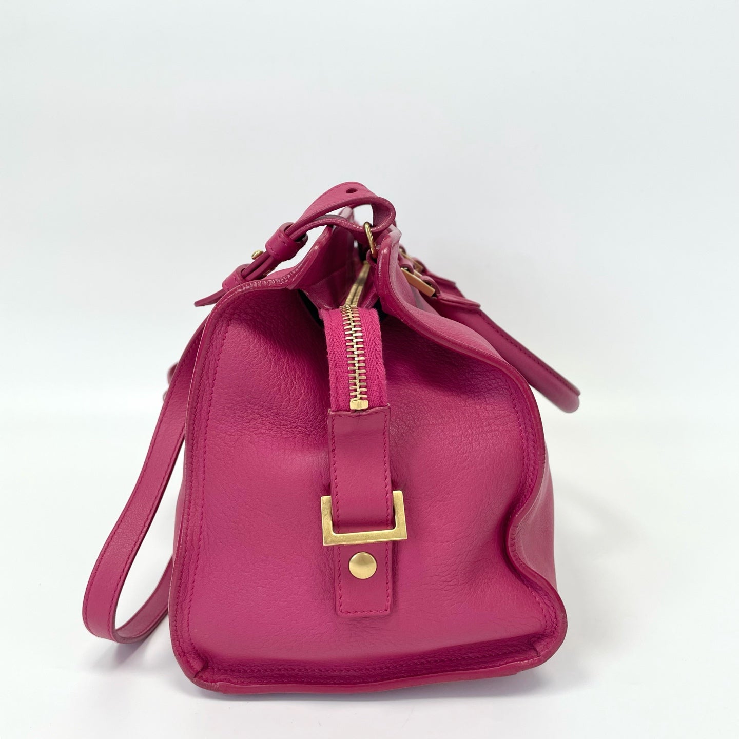 Pre-Owned YSL Rose Pink Cowhide Hand Shoulder Crossbody Bag Gold Hardware Base Length 30 N22107346