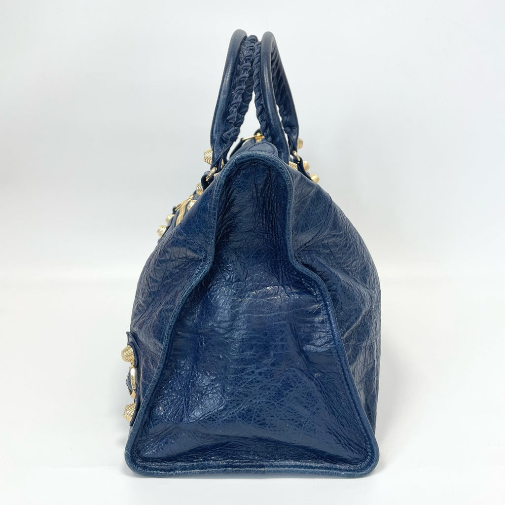 Pre-Owned Balenciaga Le City Motorcycle Bag Blue Gold Hardware Late Year2013 Base Length 46 N22032415