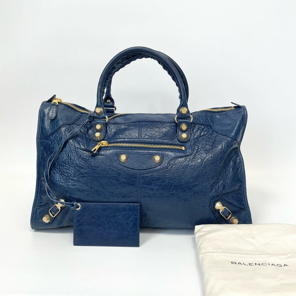 Pre-Owned Balenciaga Le City Motorcycle Bag Blue Gold Hardware Late Year2013 Base Length 46 N22032415