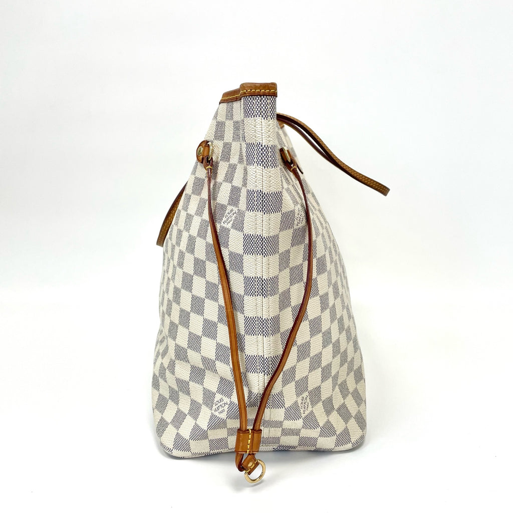 Pre-Owned Louis Vuitton Neverfull Damier Azur Tote Bag Base Length 39 Cowhide Leather N22060964