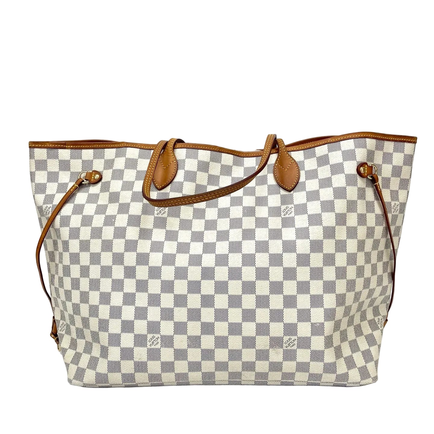 Pre-Owned Louis Vuitton Neverfull Damier Azur Tote Bag Base Length 39 Cowhide Leather N22060964