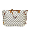 Pre-Owned Louis Vuitton Neverfull Damier Azur Tote Bag Base Length 39 Cowhide Leather N22060964