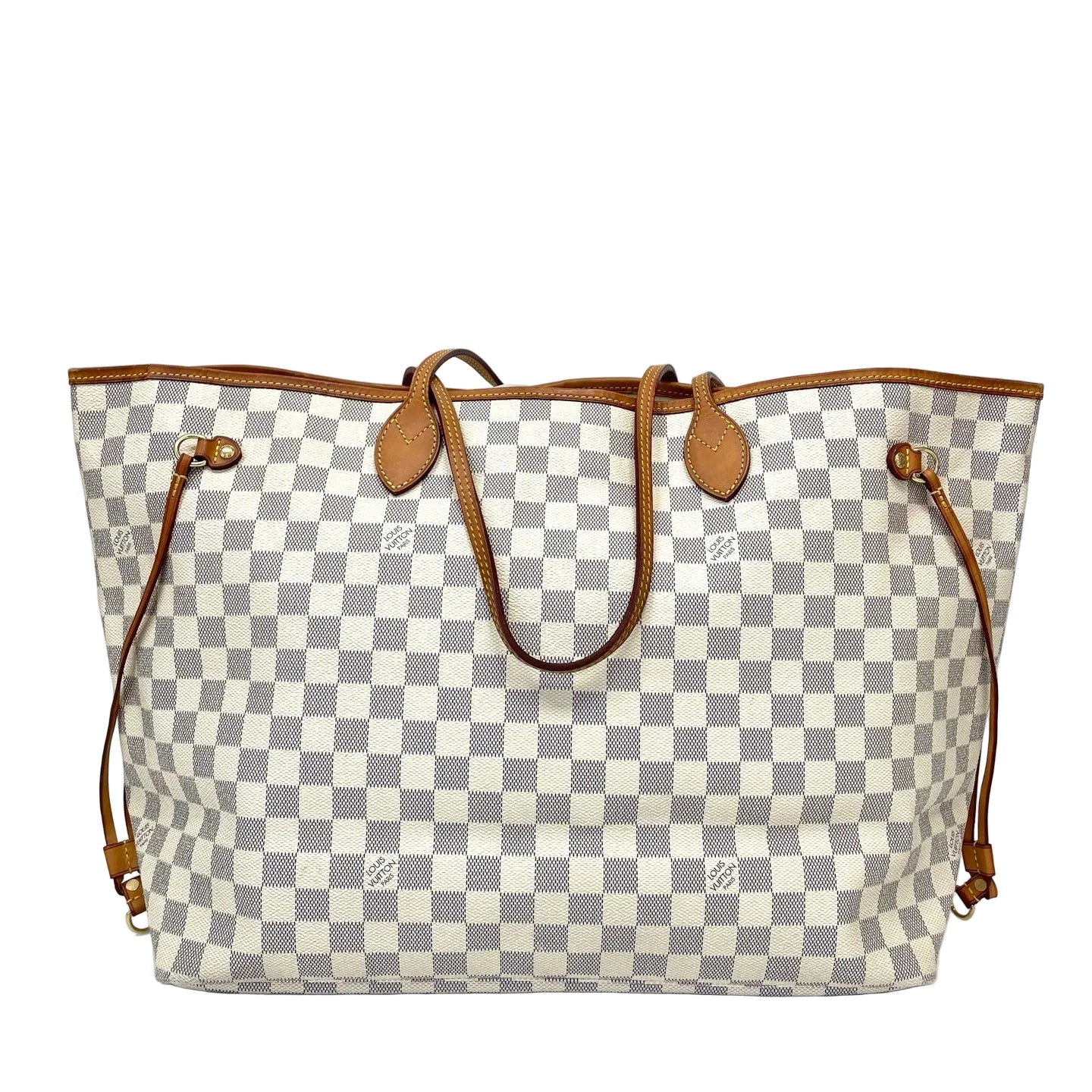 Pre-Owned Louis Vuitton Neverfull Damier Azur Tote Bag Base Length 39 Cowhide Leather N22060964