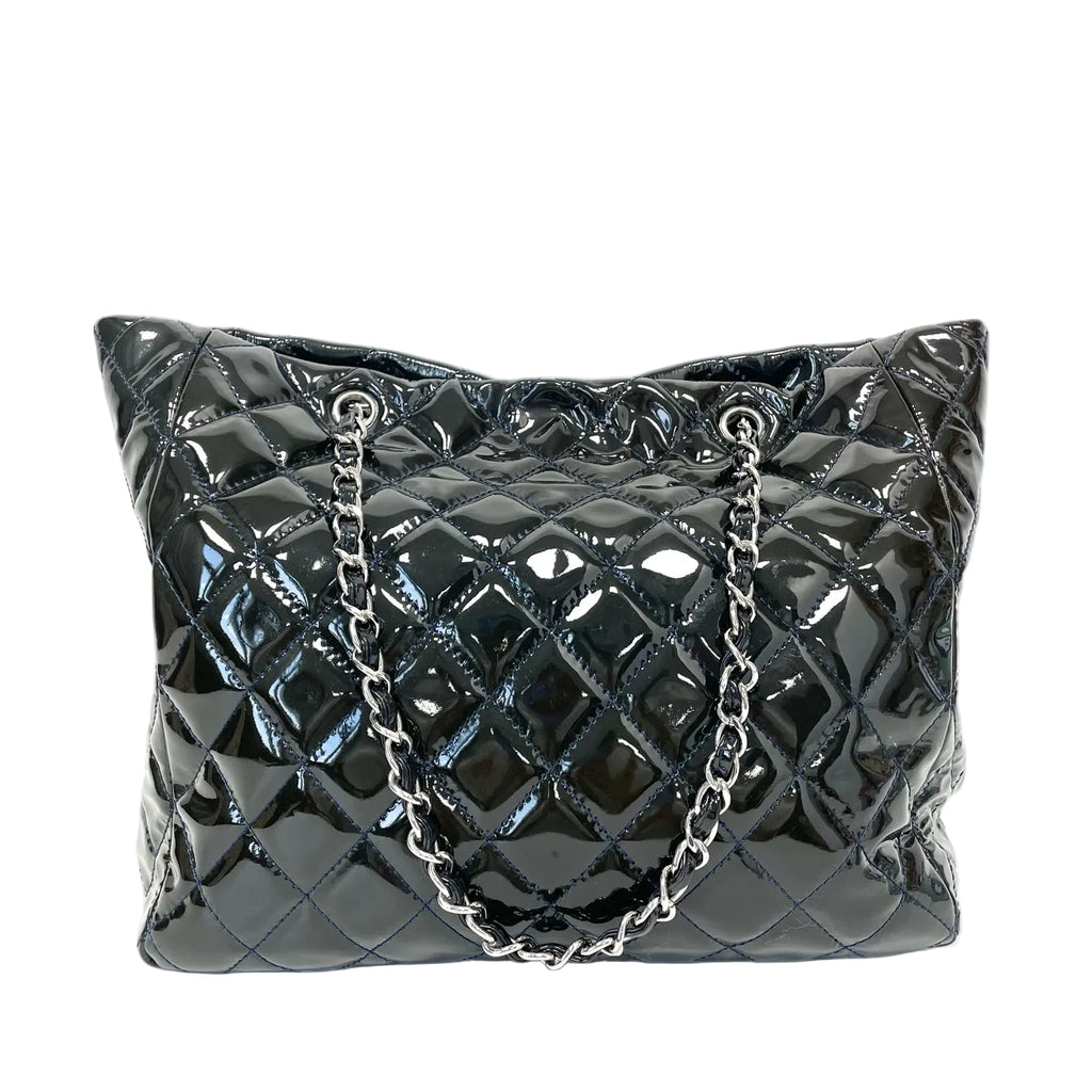 Pre-Owned Chanel Quilted Patent Leather Tote Bag 13 Series Year2011 Base Length 34 N22061185