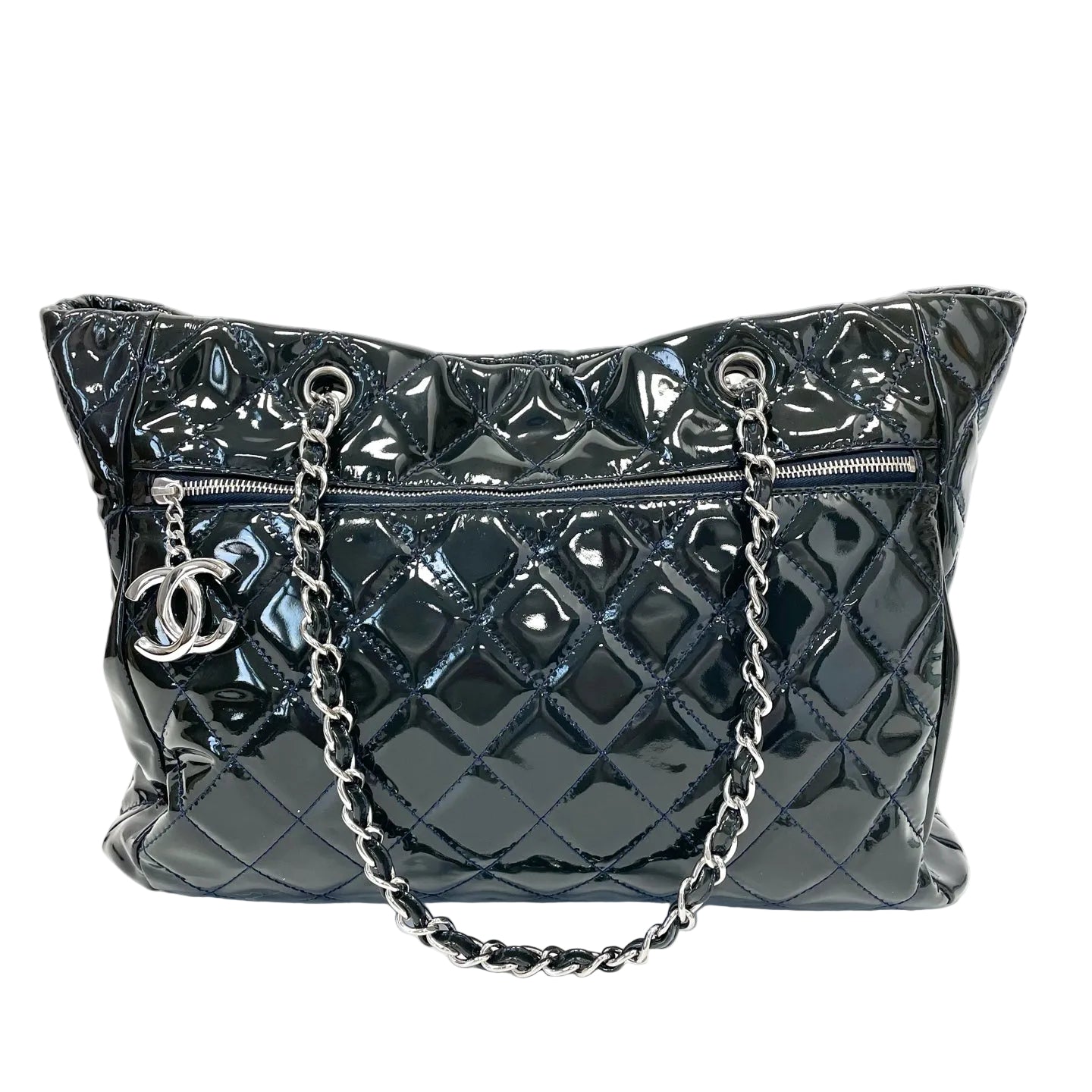 Pre-Owned Chanel Quilted Patent Leather Tote Bag 13 Series Year2011 Base Length 34 N22061185
