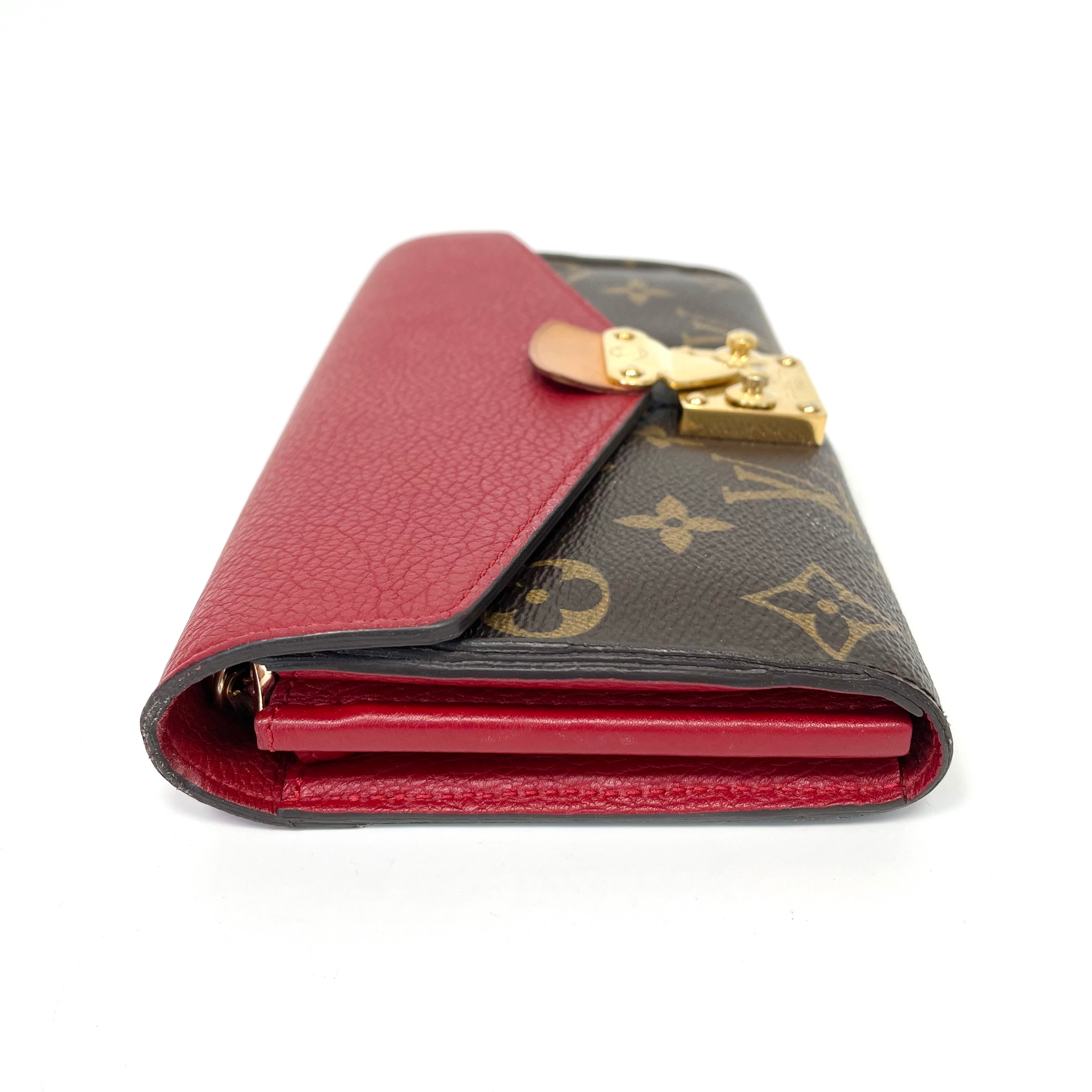 Pre-Owned Louis Vuitton Pallas Monogram Canvas Grain Cowhide Cherry Red Base Length 19 N22060554