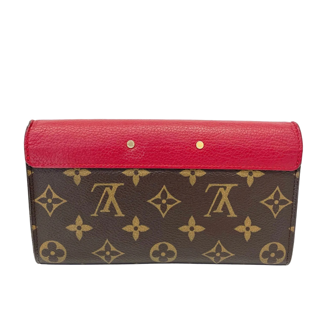 Pre-Owned Louis Vuitton Pallas Monogram Canvas Grain Cowhide Cherry Red Base Length 19 N22060554