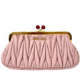 Pre-Owned Miu Miu Pink Ruched Sheepskin Clutch Chip Version Base Length 21 N22011543