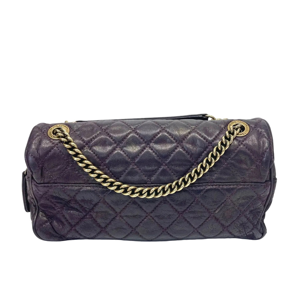 Pre-Owned Chanel Classic Quilted Chain Bag Pearlescent Purple 17 Series Year2013 Cowhide Leather Base Length 26 N22007046