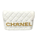 Pre-Owned Chanel Letter WOC Chain Bag White Quilted Calfskin Base Length 24 Year2020 N21917111