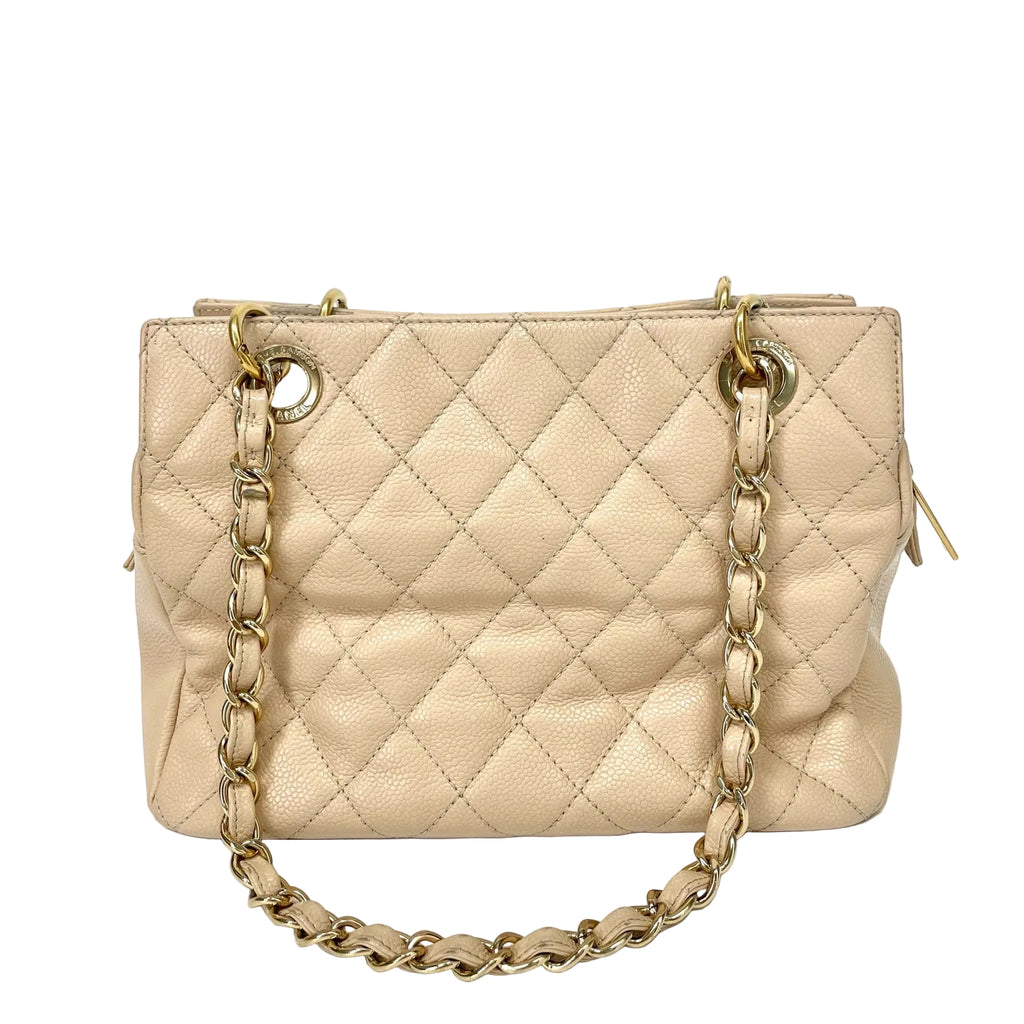 Pre-Owned Chanel PST Milk Tea Handbag Grained Cowhide Base Length 25 Year2011 N21971463