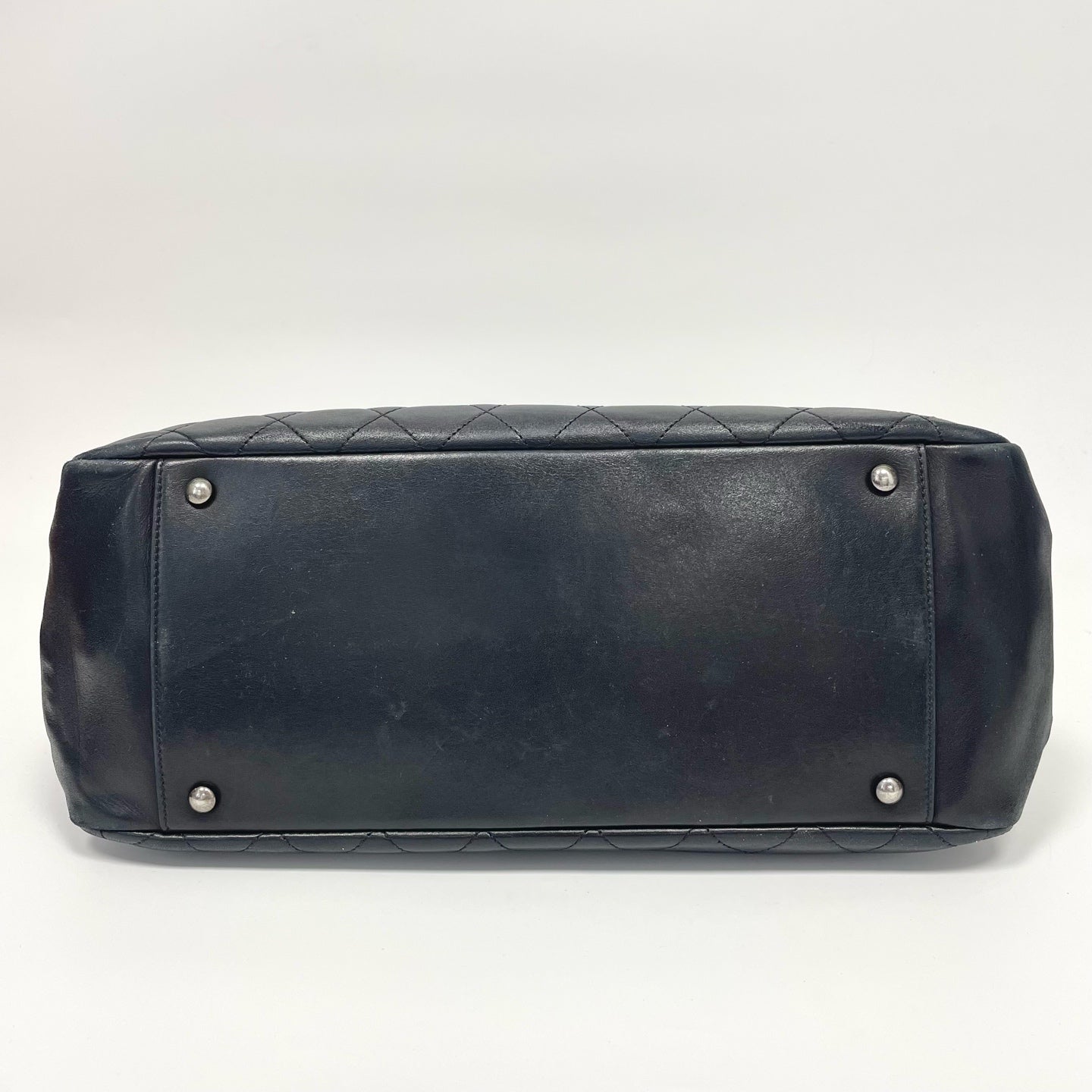 Pre-Owned Chanel Cowhide Leboy Airport Bag Black Silver Hardware Base Length 35 Year2012 N21978890