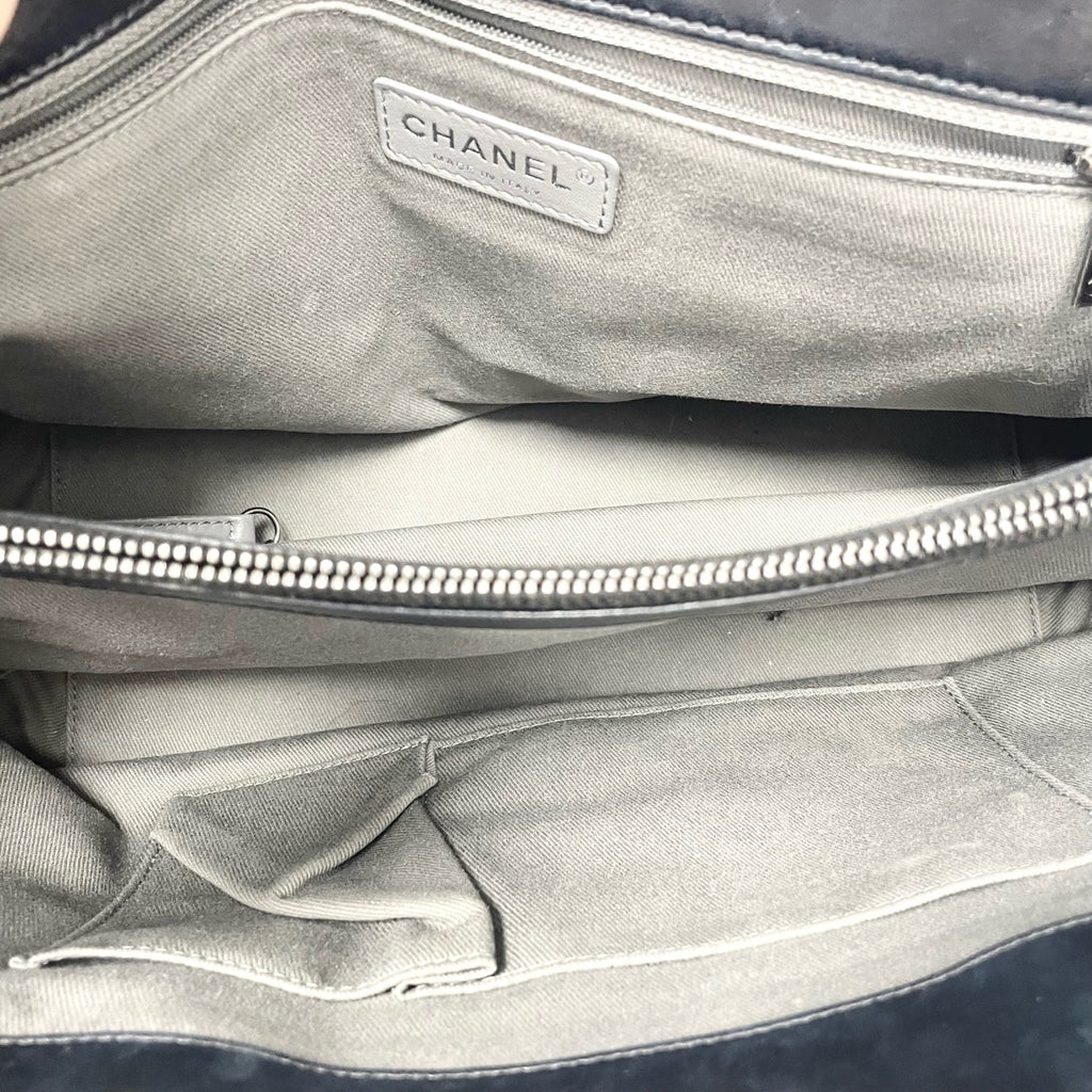 Pre-Owned Chanel Cowhide Leboy Airport Bag Black Silver Hardware Base Length 35 Year2012 N21978890