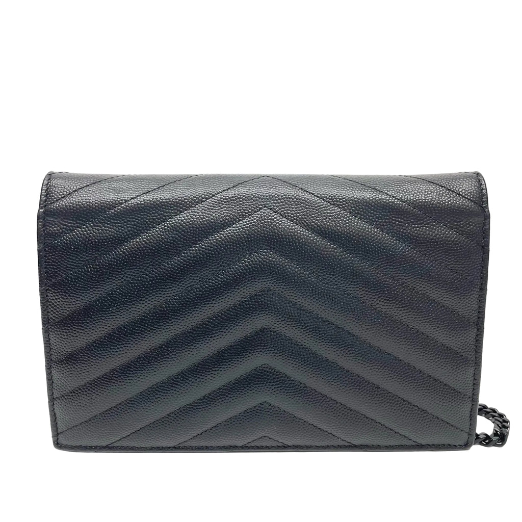 Pre-Owned YSL Chain Envelope Bag Black Base Length 19 N21978908