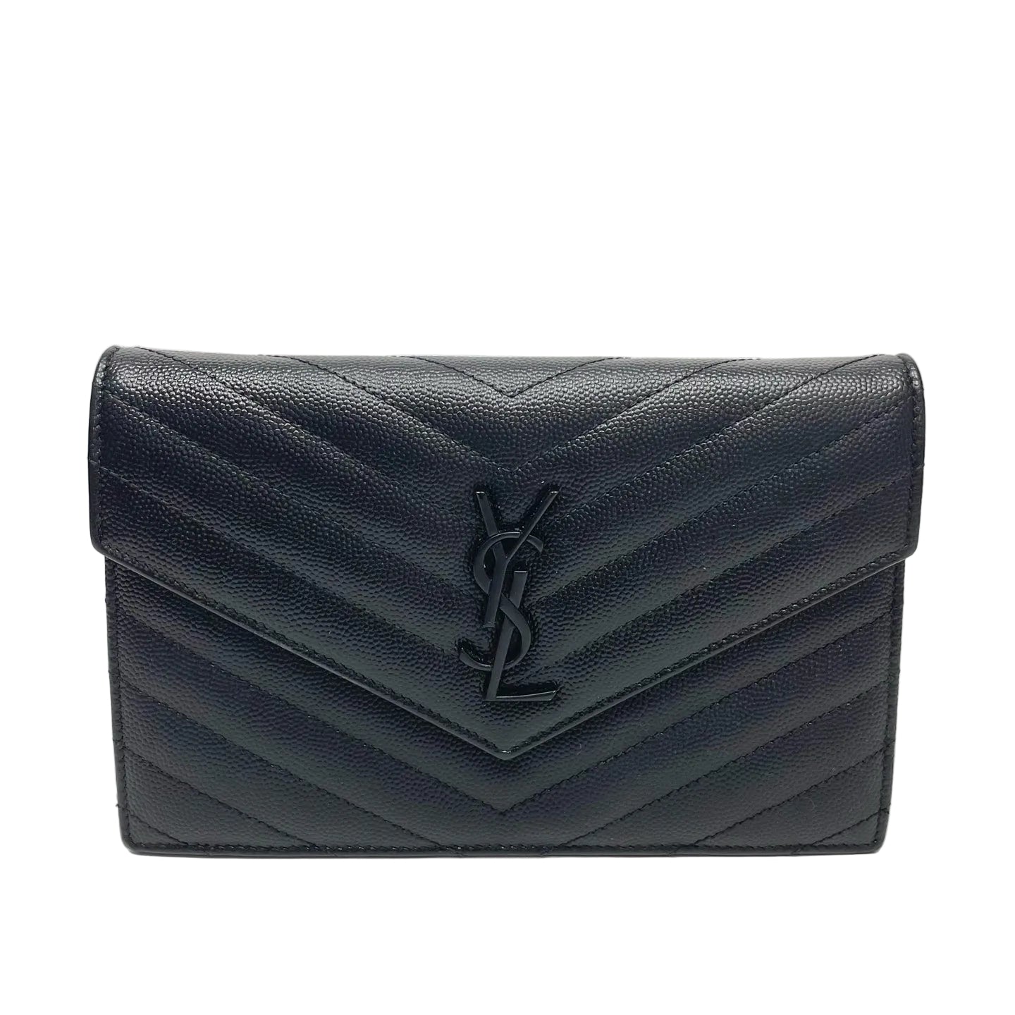 Pre-Owned YSL Chain Envelope Bag Black Base Length 19 N21978908