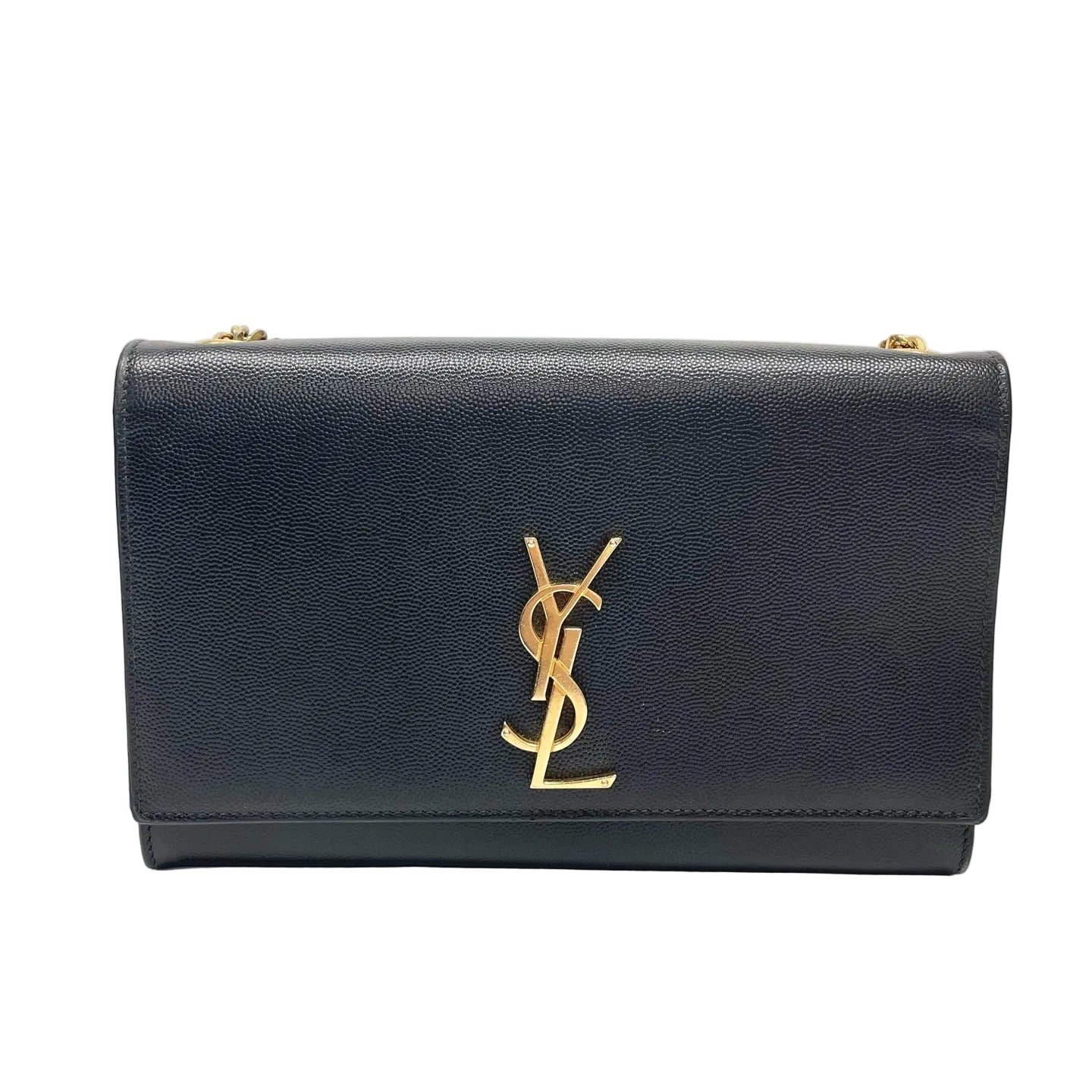 Pre-Owned YSL Kate Medium Black Gold Caviar Cowhide Base Length 24 N21978947