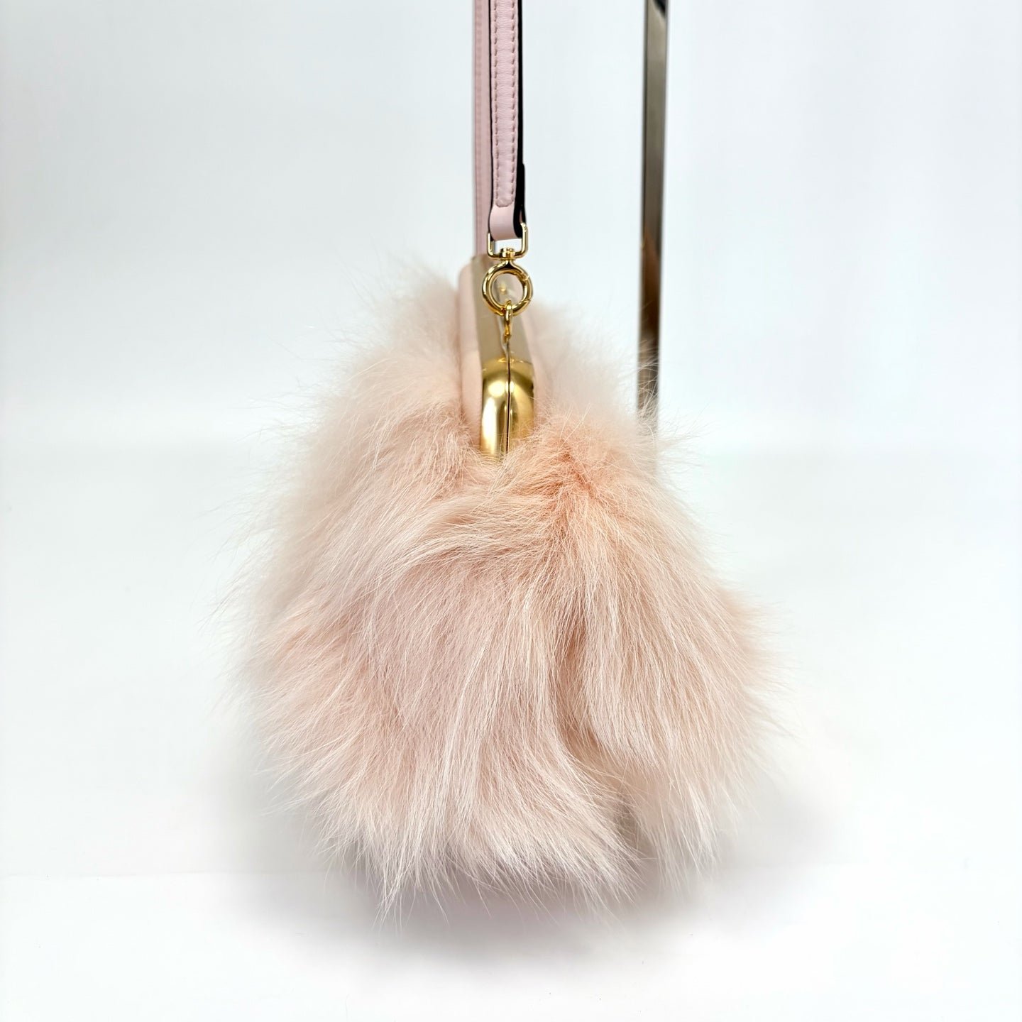 Pre-Owned Fendi First Fox Fur & Lambskin Handbag Fabric Lining Year2021 Depth 9.5 Length 18 Height 26 N22425155