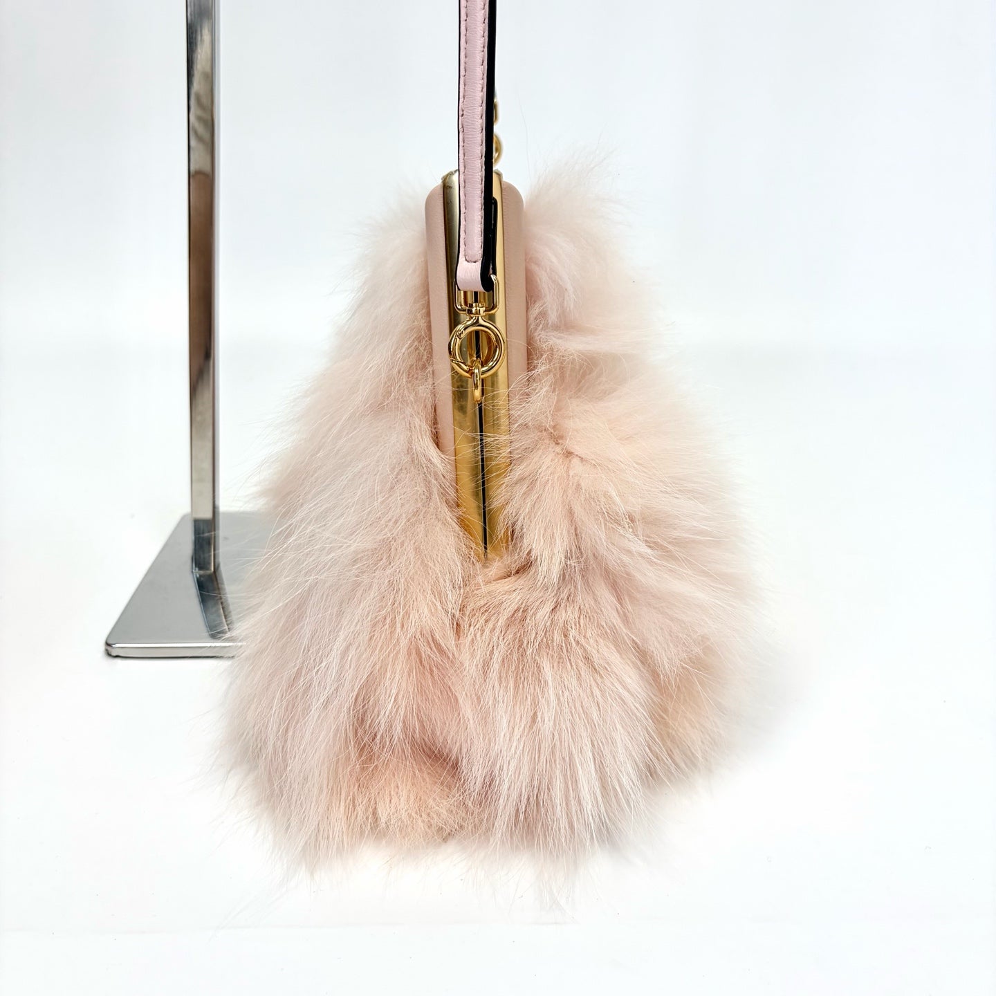 Pre-Owned Fendi First Fox Fur & Lambskin Handbag Fabric Lining Year2021 Depth 9.5 Length 18 Height 26 N22425155