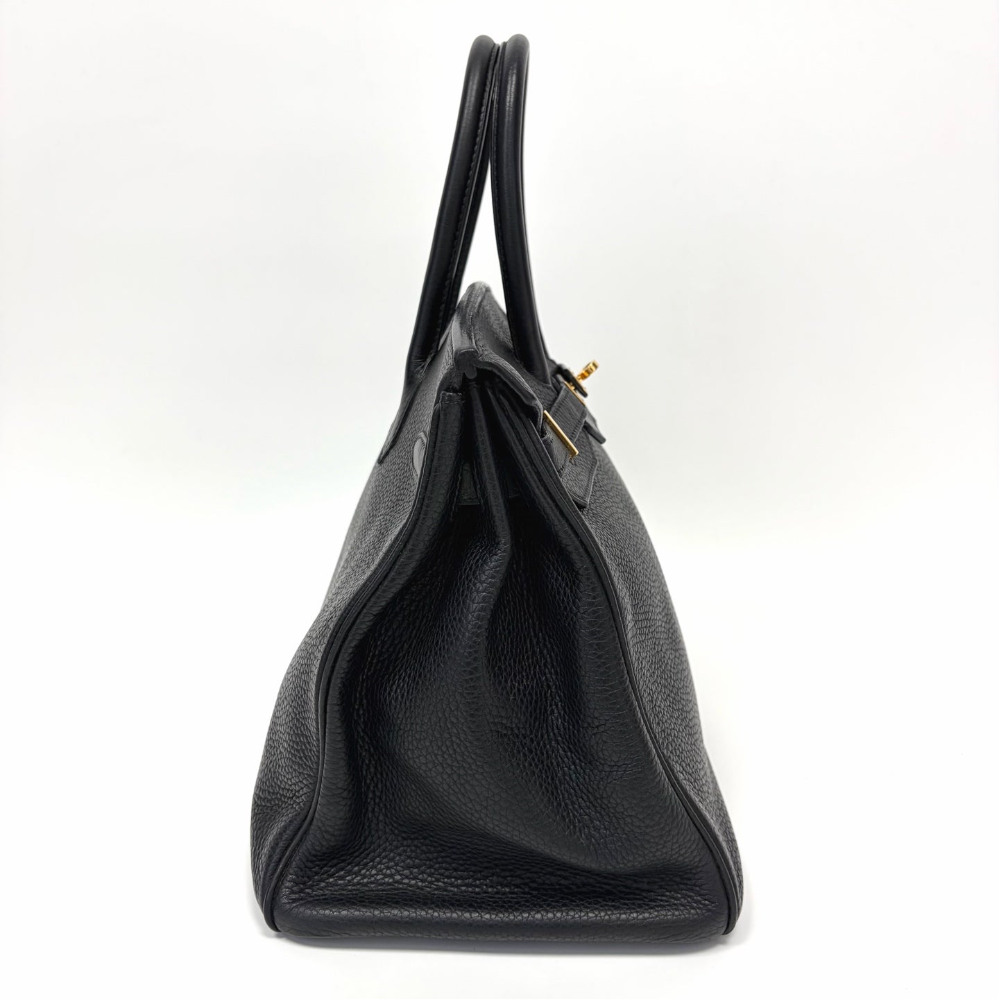 Pre-Owned Hermès Black Gold Birkin 35 Handbag Square J Stamp Year2006 Togo Leather N22141212