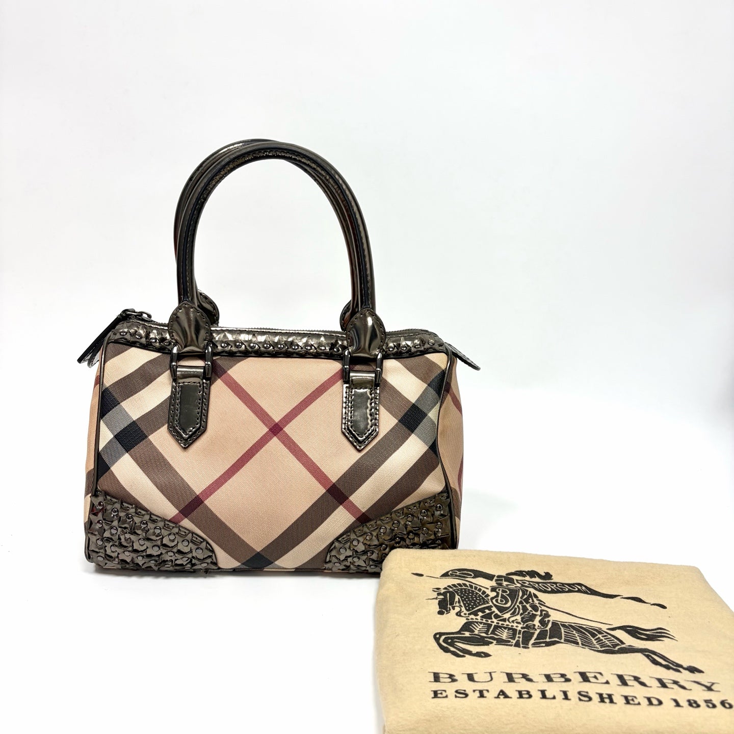 Pre-Owned Burberry Classic Check Boston Bag Base Length 28 Year2009 N22423688